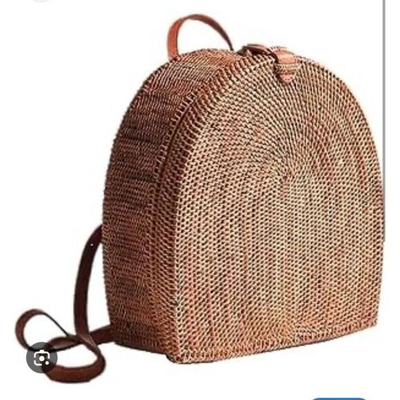 Crabtree & Evelyn wicker/wood backpack purse pocketbook’ shoulder bag purse nwt main image 6
